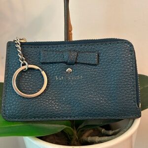 Kate Spade New York Navy Blue Keychain Wallet With Gold Hardware